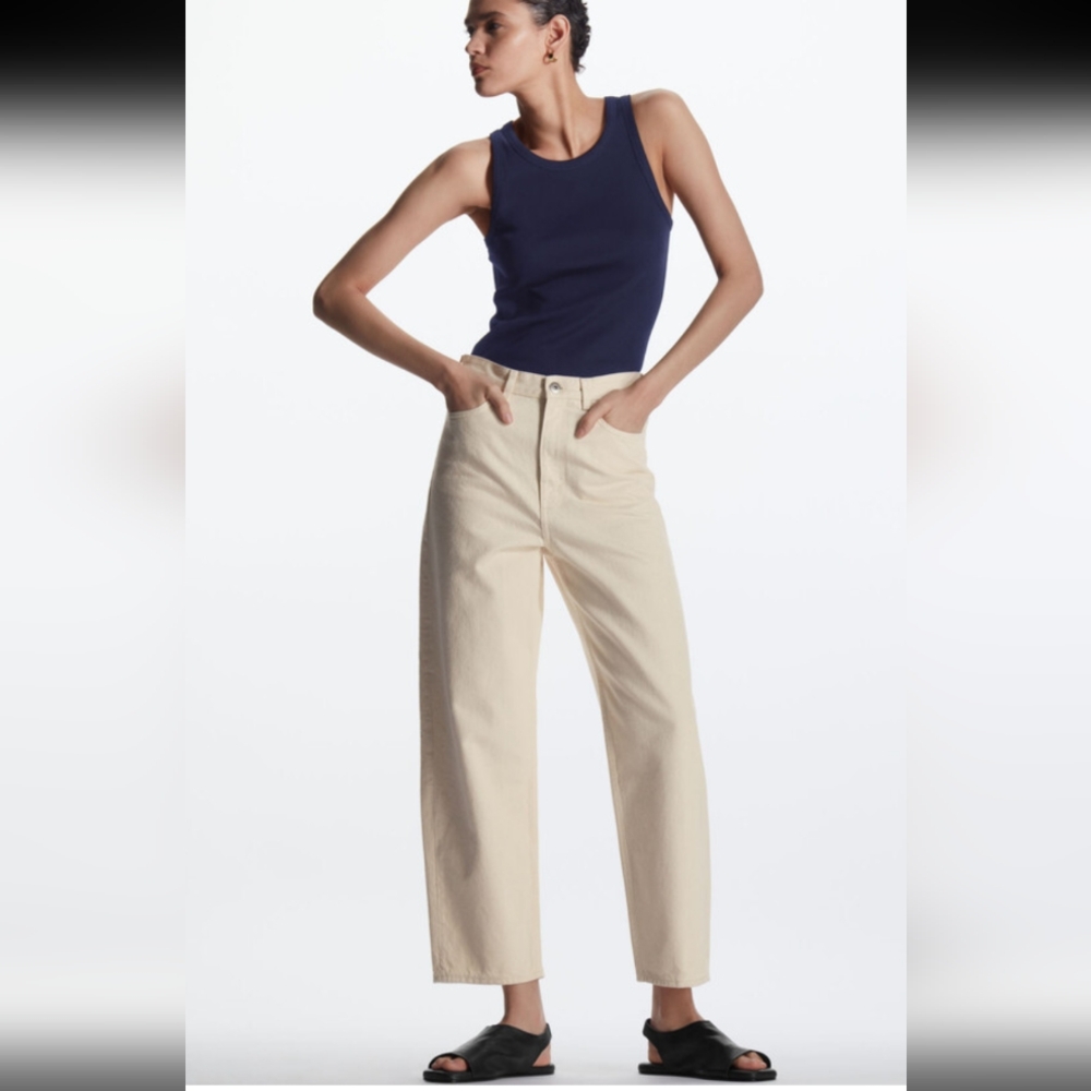 COS High-Rise Wide-Leg Jeans in Cream